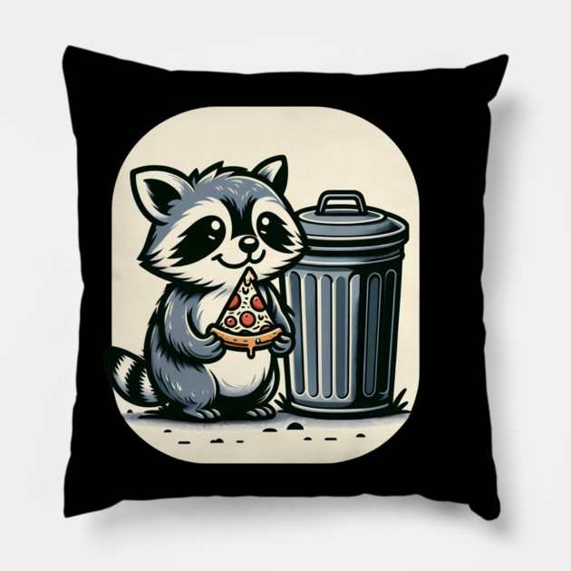 Cute Raccoon eating Pizza, Love Raccoons Pillow by logiamerch