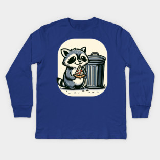 Cute Raccoon eating Pizza, Love Raccoons Kids Long Sleeve T-Shirt