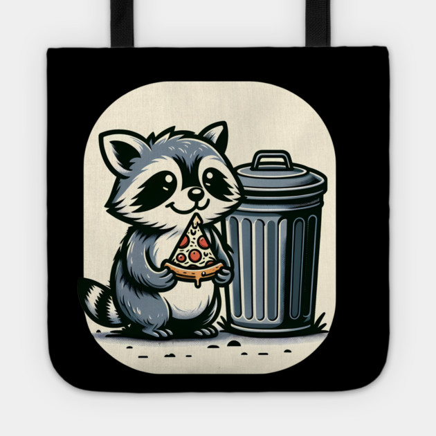 Cute Raccoon eating Pizza, Love Raccoons Tote by logiamerch