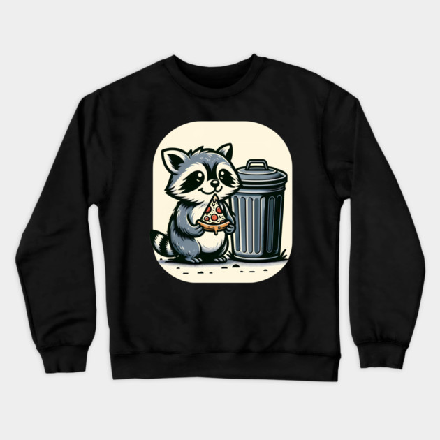 Cute Raccoon eating Pizza, Love Raccoons Crewneck Sweatshirt by logiamerch
