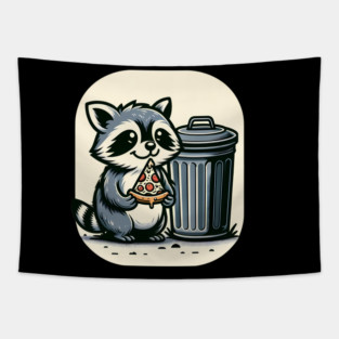 Cute Raccoon eating Pizza, Love Raccoons Tapestry