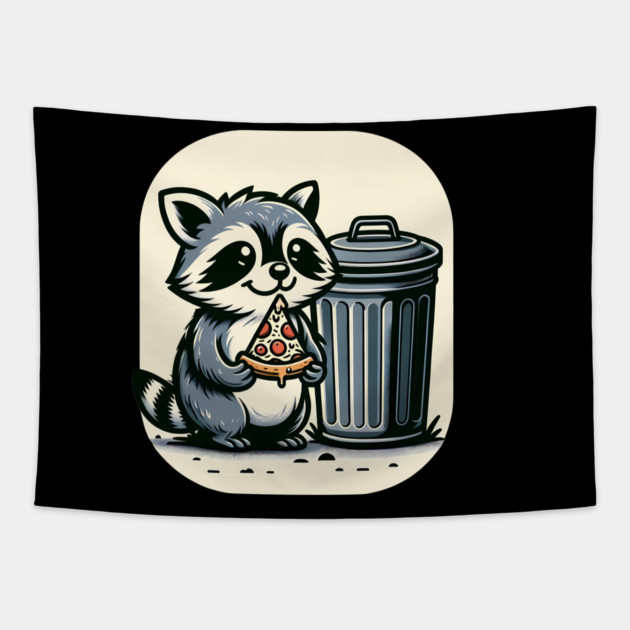 Cute Raccoon eating Pizza, Love Raccoons Tapestry by logiamerch