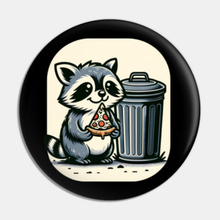 Cute Raccoon eating Pizza, Love Raccoons Pin