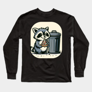 Cute Raccoon eating Pizza, Love Raccoons Long Sleeve T-Shirt