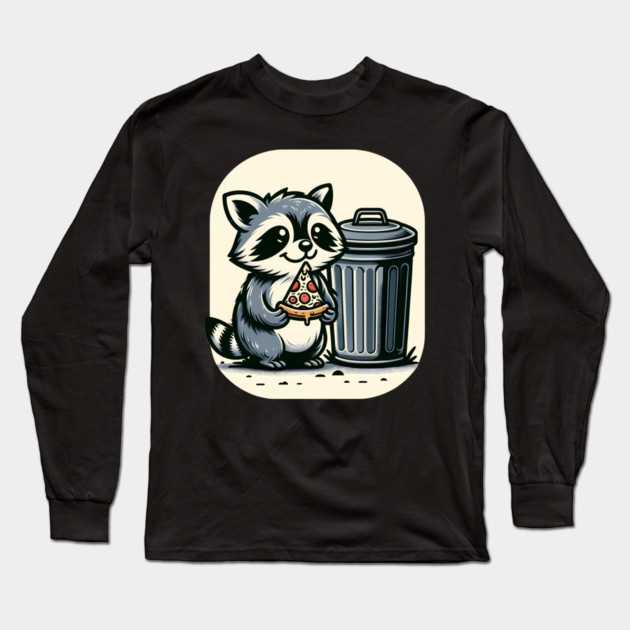 Cute Raccoon eating Pizza, Love Raccoons Long Sleeve T-Shirt by logiamerch