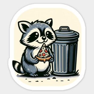 Cute Raccoon eating Pizza, Love Raccoons Sticker
