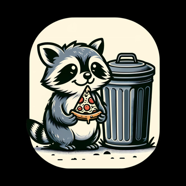 Cute Raccoon eating Pizza, Love Raccoons by logiamerch