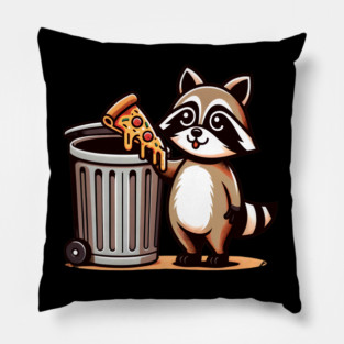 Cute Raccoon eating Pizza, Love Raccoons Pillow
