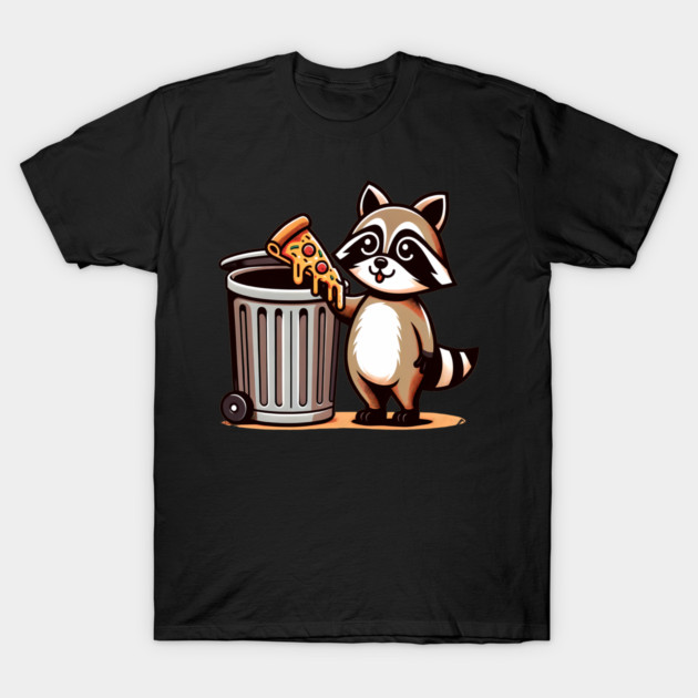 Cute Raccoon eating Pizza, Love Raccoons T-Shirt by logiamerch