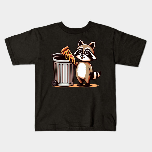 Cute Raccoon eating Pizza, Love Raccoons Kids T-Shirt by logiamerch