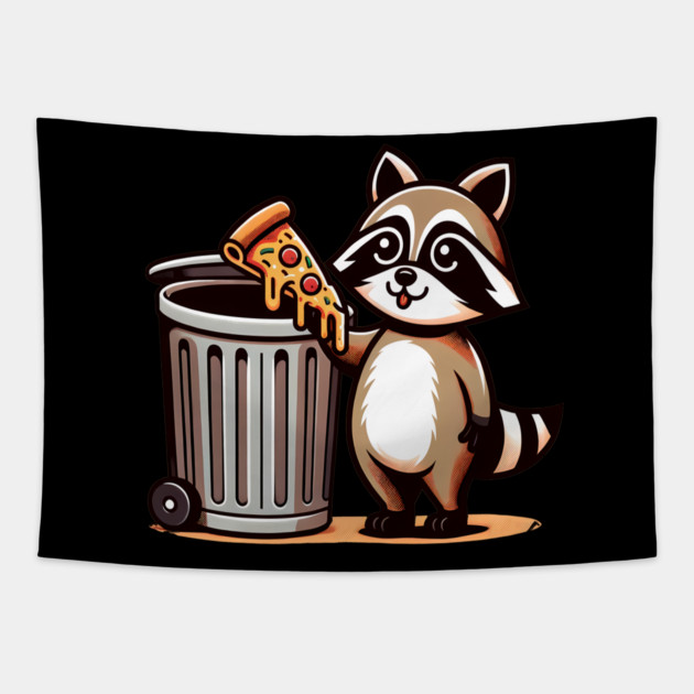 Cute Raccoon eating Pizza, Love Raccoons Tapestry by logiamerch