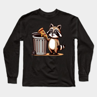 Cute Raccoon eating Pizza, Love Raccoons Long Sleeve T-Shirt