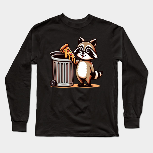 Cute Raccoon eating Pizza, Love Raccoons Long Sleeve T-Shirt by logiamerch