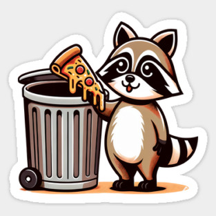 Cute Raccoon eating Pizza, Love Raccoons Sticker
