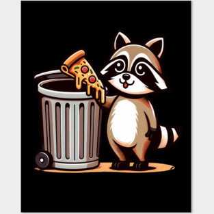 Cute Raccoon eating Pizza, Love Raccoons Posters and Art