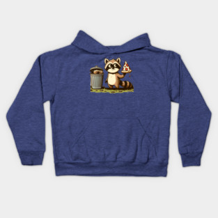 Cute Raccoon eating Pizza, Love Raccoons Kids Hoodie