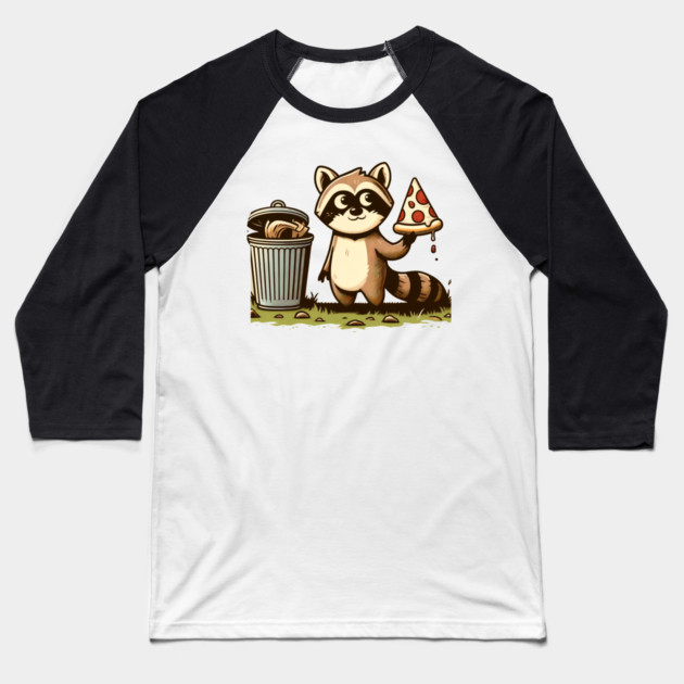 Cute Raccoon eating Pizza, Love Raccoons Baseball T-Shirt by logiamerch