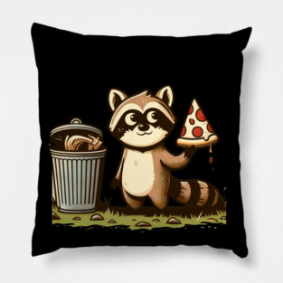 Cute Raccoon eating Pizza, Love Raccoons Pillow