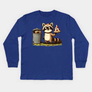 Cute Raccoon eating Pizza, Love Raccoons Kids Long Sleeve T-Shirt