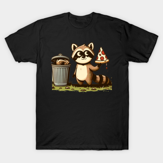 Cute Raccoon eating Pizza, Love Raccoons T-Shirt by logiamerch
