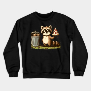 Cute Raccoon eating Pizza, Love Raccoons Crewneck Sweatshirt