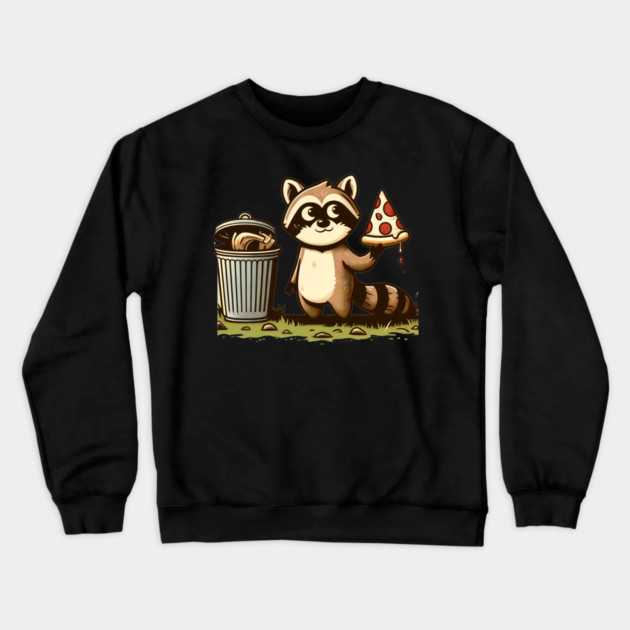 Cute Raccoon eating Pizza, Love Raccoons Crewneck Sweatshirt by logiamerch
