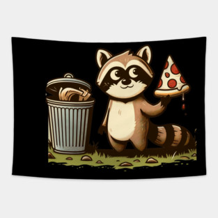 Cute Raccoon eating Pizza, Love Raccoons Tapestry