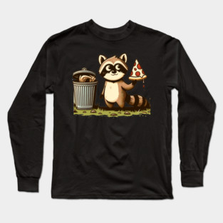 Cute Raccoon eating Pizza, Love Raccoons Long Sleeve T-Shirt