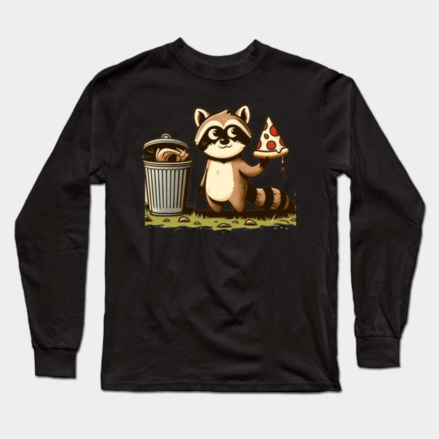 Cute Raccoon eating Pizza, Love Raccoons Long Sleeve T-Shirt by logiamerch