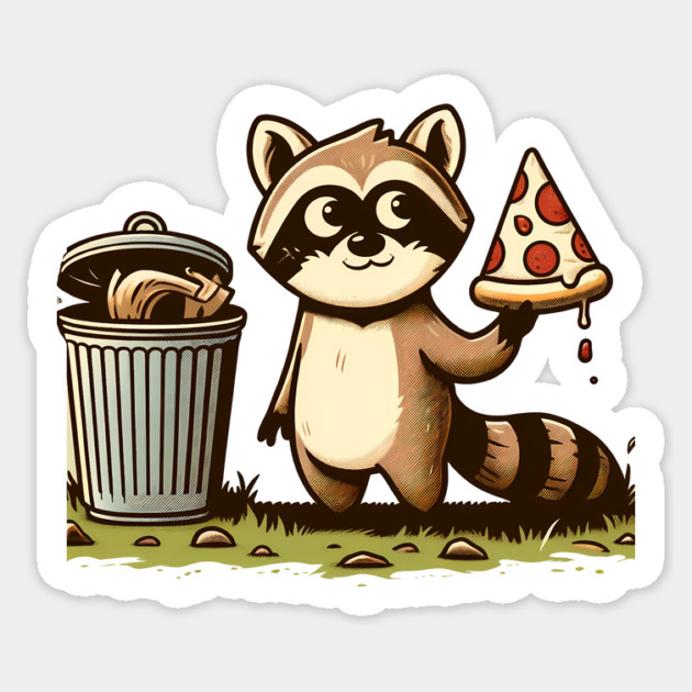 Cute Raccoon eating Pizza, Love Raccoons Sticker by logiamerch