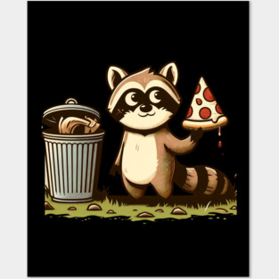 Cute Raccoon eating Pizza, Love Raccoons Posters and Art