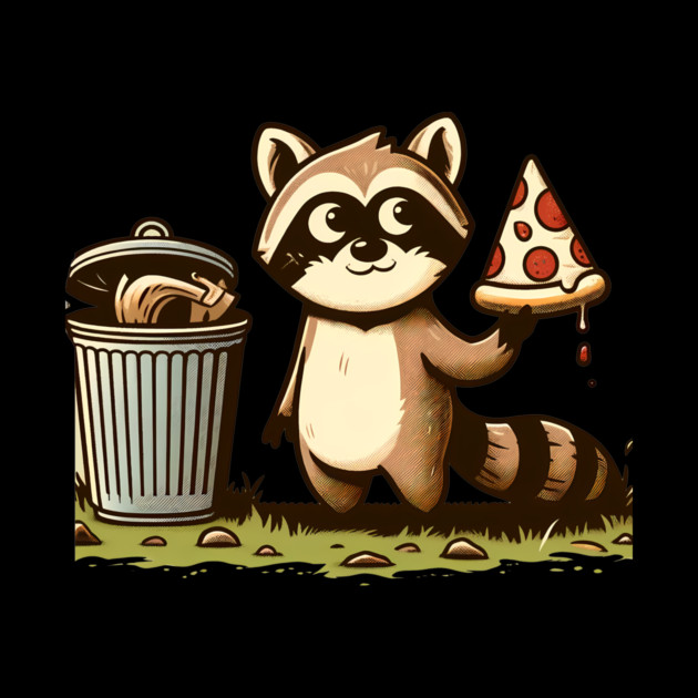 Cute Raccoon eating Pizza, Love Raccoons by logiamerch
