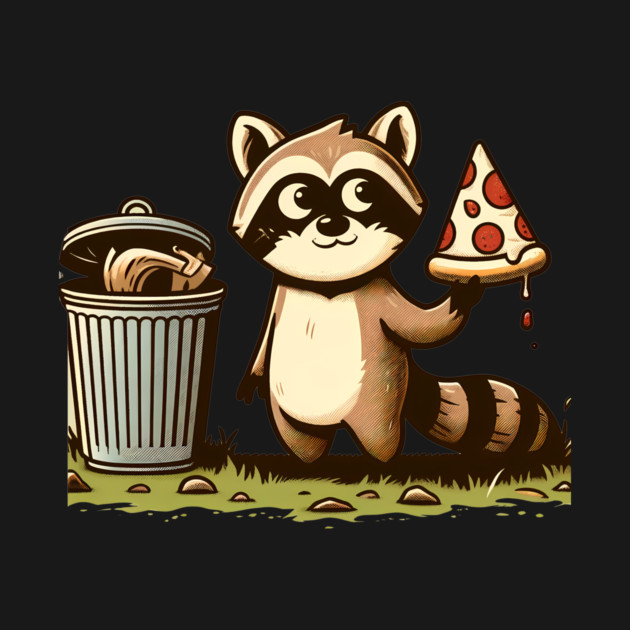 Cute Raccoon eating Pizza, Love Raccoons by logiamerch