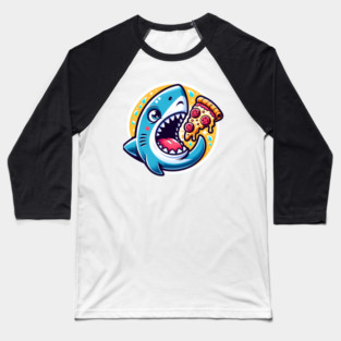 Funny Shark with Pizza, Pizza Lover Baseball T-Shirt