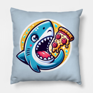 Funny Shark with Pizza, Pizza Lover Pillow