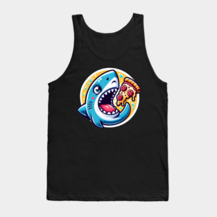 Funny Shark with Pizza, Pizza Lover Tank Top