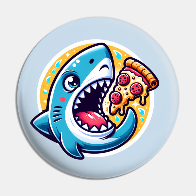 Funny Shark with Pizza, Pizza Lover Pin by logiamerch