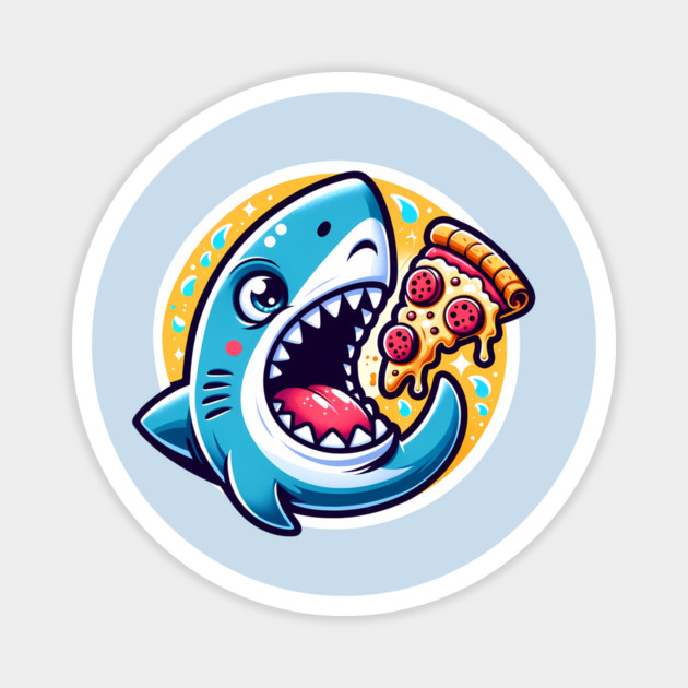 Funny Shark with Pizza, Pizza Lover Magnet by logiamerch