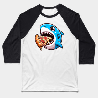 Funny Shark with Pizza, Pizza Lover Baseball T-Shirt