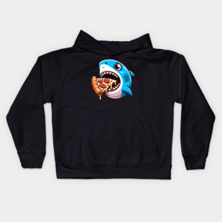 Funny Shark with Pizza, Pizza Lover Kids Hoodie
