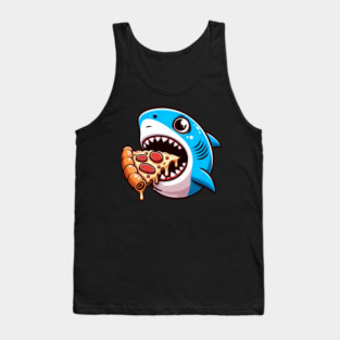 Funny Shark with Pizza, Pizza Lover Tank Top
