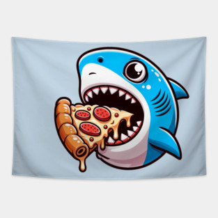 Funny Shark with Pizza, Pizza Lover Tapestry