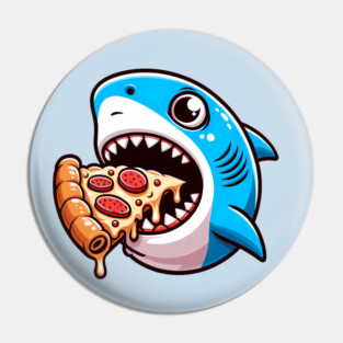 Funny Shark with Pizza, Pizza Lover Pin
