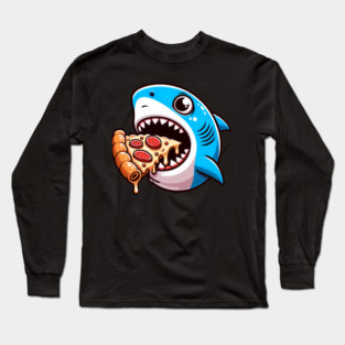 Funny Shark with Pizza, Pizza Lover Long Sleeve T-Shirt