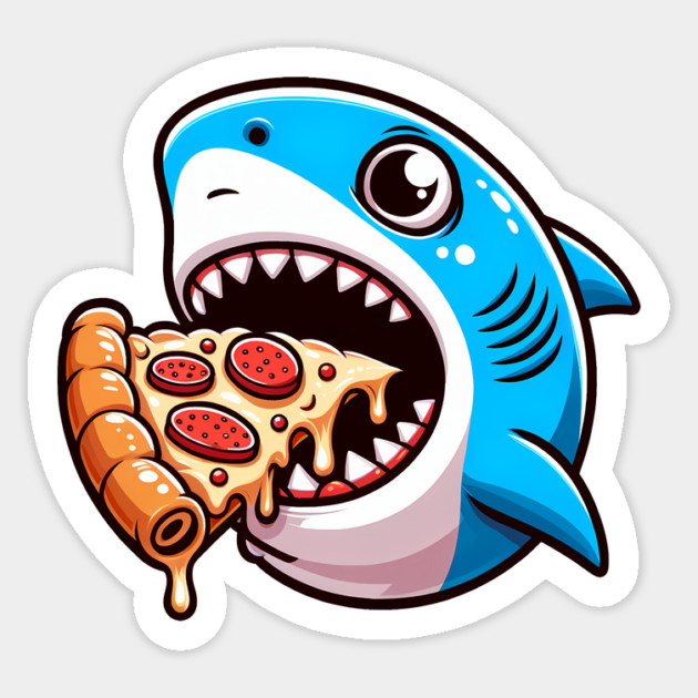 Funny Shark with Pizza, Pizza Lover Sticker by logiamerch