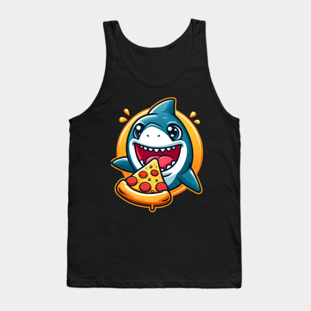 Funny Shark with Pizza, Pizza Lover Tank Top by logiamerch