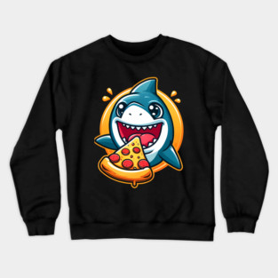 Funny Shark with Pizza, Pizza Lover Crewneck Sweatshirt