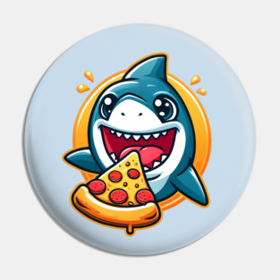 Funny Shark with Pizza, Pizza Lover Pin