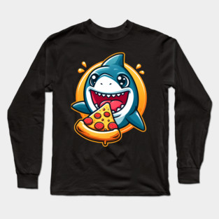 Funny Shark with Pizza, Pizza Lover Long Sleeve T-Shirt
