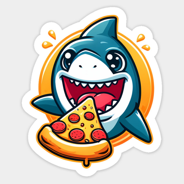 Funny Shark with Pizza, Pizza Lover Sticker by logiamerch